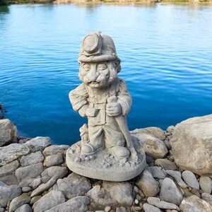 Coal miner statue, Concrete coal miner figure, Old prospector sculpture, Standing miner figurine, Large miner decoration, Stone gift art