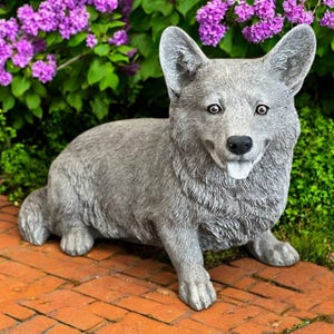Large Corgi dog statue, Detailed dog memorial stone, Outdoor or indoor cement dog, Corgi dog sculpture, Concrete pet grave marker for gift