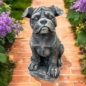 Concrete Boxer figure, Stone detailed Boxer dog sculpture, Cement dog garden statue, Outdoor pet memorial stone, Dogs lovers gift