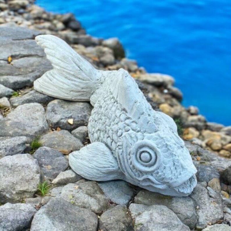 Concrete Fish Statue, Garden Sea Animal Sculpture, Ocean Koi Fish Yard ...