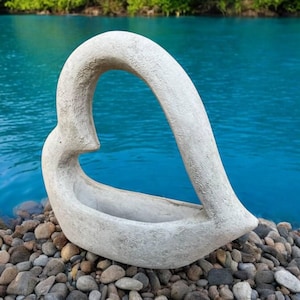 Massive heart planter statue, Flowers pot for garden backyard or patio, Heart planter pot sculpture, Gift idea made from stone