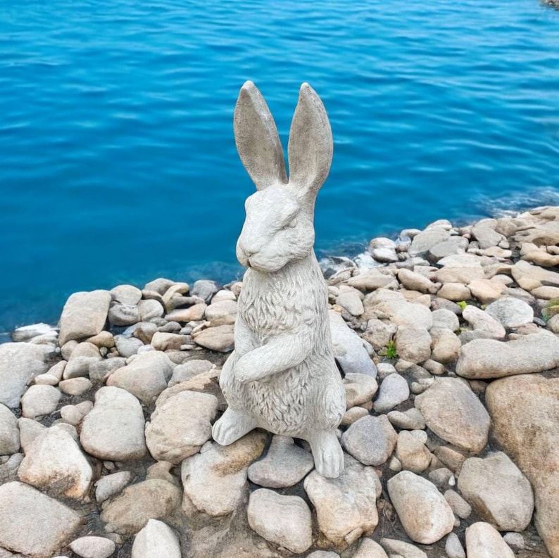 Rabbit Garden Statue, Outdoor Bunny With Big Ears Massive Sculpture ...