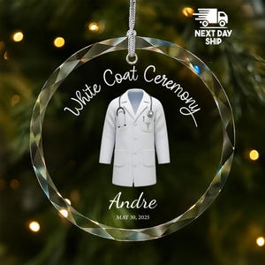 White Coat Ceromony Ornament, Personalized Doctor Ornament, Medical Student Ornament, Med School Ornament, Custom Glass Keepsake Doctor Gift