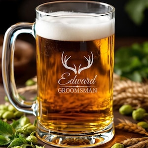 Name and Initial Engraved Glasses, 16oz Beer Mugs, Personalized Groomsman Gifts, Custom Beer Steins, Beer Lover Gifts, Fathers Day Gift