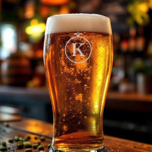 Laser Engraved 16oz Pub Beer Glasses, Personalized Beer Pints, Custom Monogram Glasses, Gift for Him, Gift for Dad, St Patricks Day Gifts