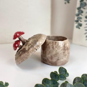 Multi-purpose handmade ceramic red cork storage container / box / jar