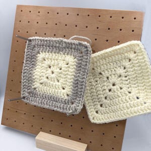Crochet Granny Square, Blocking board with Steel Rods, 3.6&quot; , Granny Squares, Crocheting, Oak color, Knitters gift, Knitting tool