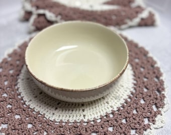 Centrotavola rotondo in pizzo di cotone all'uncinetto Cocao, fatto a mano, decorazione vintage da 12 pollici