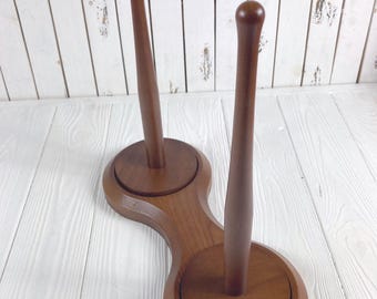 Twin Wool dispenser made of wood, hand-turned and ball-bearing, wool dispenser, yarn holder, Thread Organizer,  Knitting Gauge