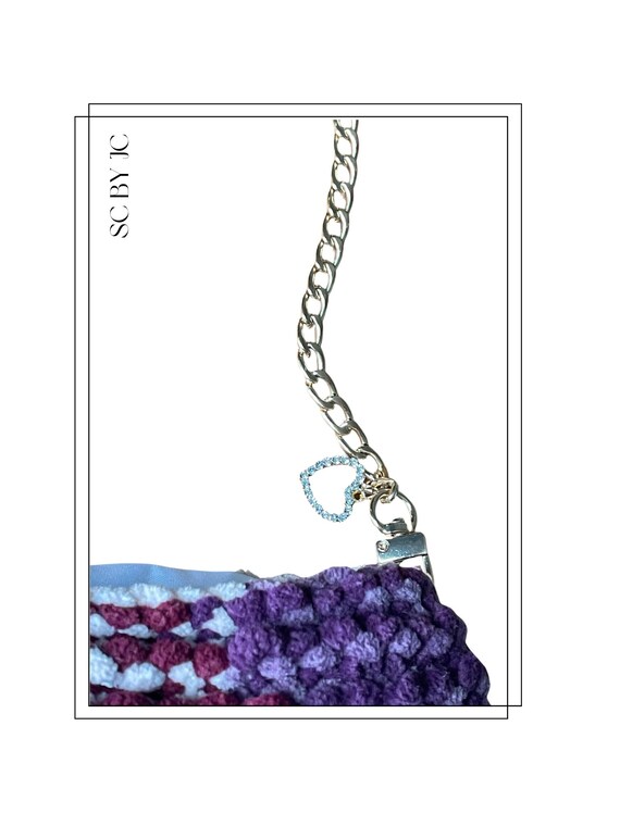 Purple Me Chenille Purse - Cotton Purse - Handmade Bag - Chenille Purse - Fashion Purse - Heart Charm