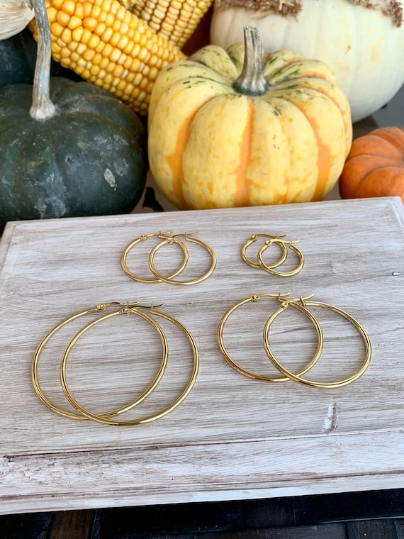 Hoop Earrings - 18k Stainless Steel Hoop Earrings - Best Seller Earrings - Stylish Earrings