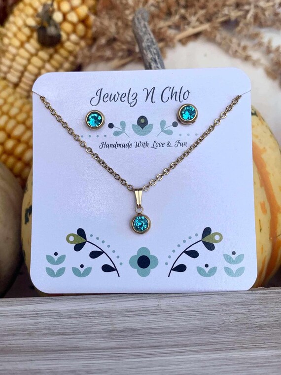 Alexandrite Jewelry -Birthstone Necklace -June Birthstone -Aquamarine Jewelry -Kids Birthstone -November, March Birthstone -Kids Jewelry -
