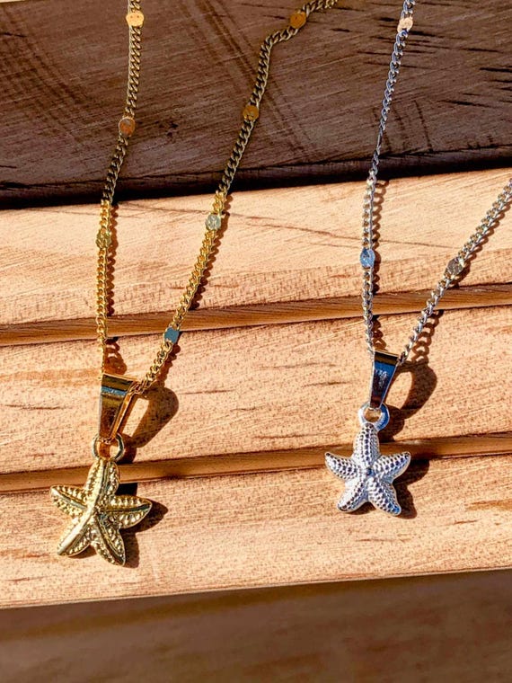 Starfish Necklace - Beach Jewelry - Vacation Charm Necklace - Gold Starfish Necklace - Coastal Charm