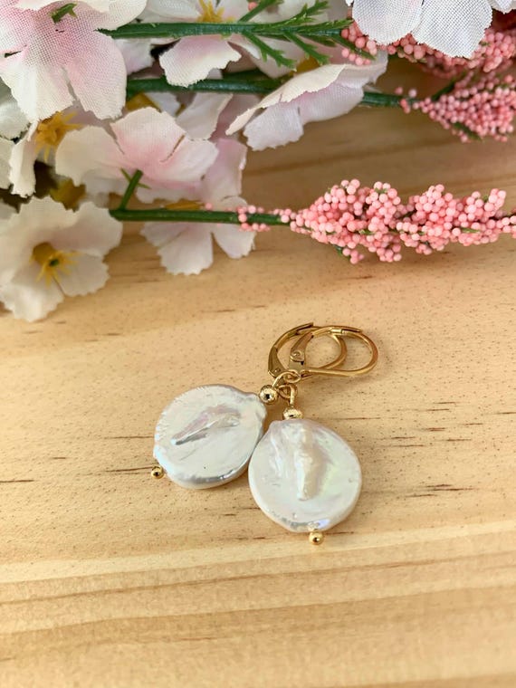 Handmade Baroque Pearl Dangle Earrings – Stainless Steel, Natural Stone