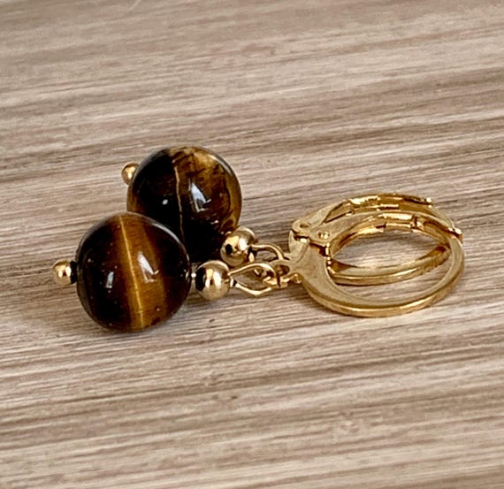 Tiger eye earrings - Gemstone earrings - healing jewelry - dangle earrings - gold earrings - silver earrings