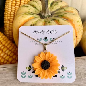 Resin Sunflower Pendant Necklace – Stainless Steel Chain