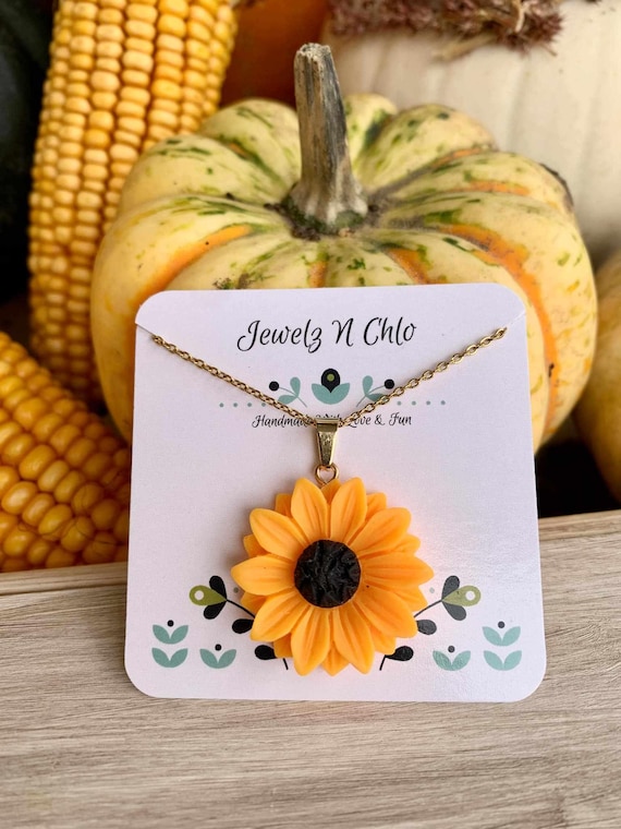 Sunflower Necklace - Sunflower Pendant Necklace - Sunflower Necklace for Women -