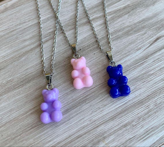 Gummy Bear Necklace - Stainless Steel Bear Necklace - Kids Jewelry - Fun Jewelry - Kids Birthday Gift - SALE