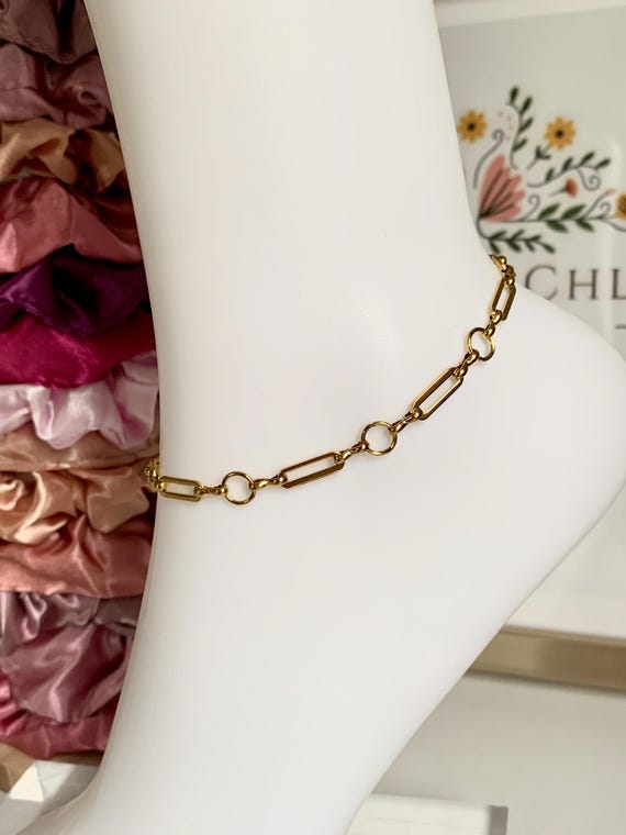 Gold anklet - Silver Anklet - Beach jewelry - Ankle Bracelet - Waterproof Anklet - Vacation jewelry - Charm bracelet - Monstera charm anklet
