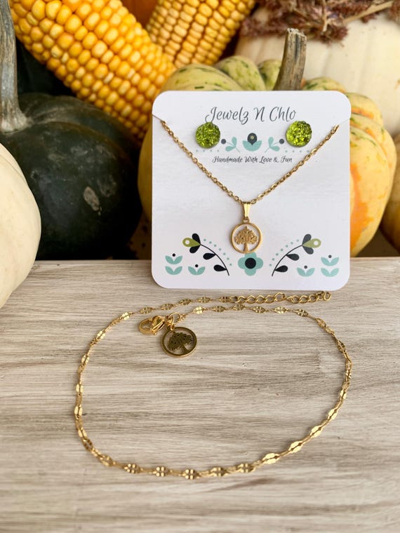 Tree of life Anklet - Minimalist Jewelry - Gold Tree of Life - Tree of Life Bracelet - Tree of Life Necklace - Free Earrings