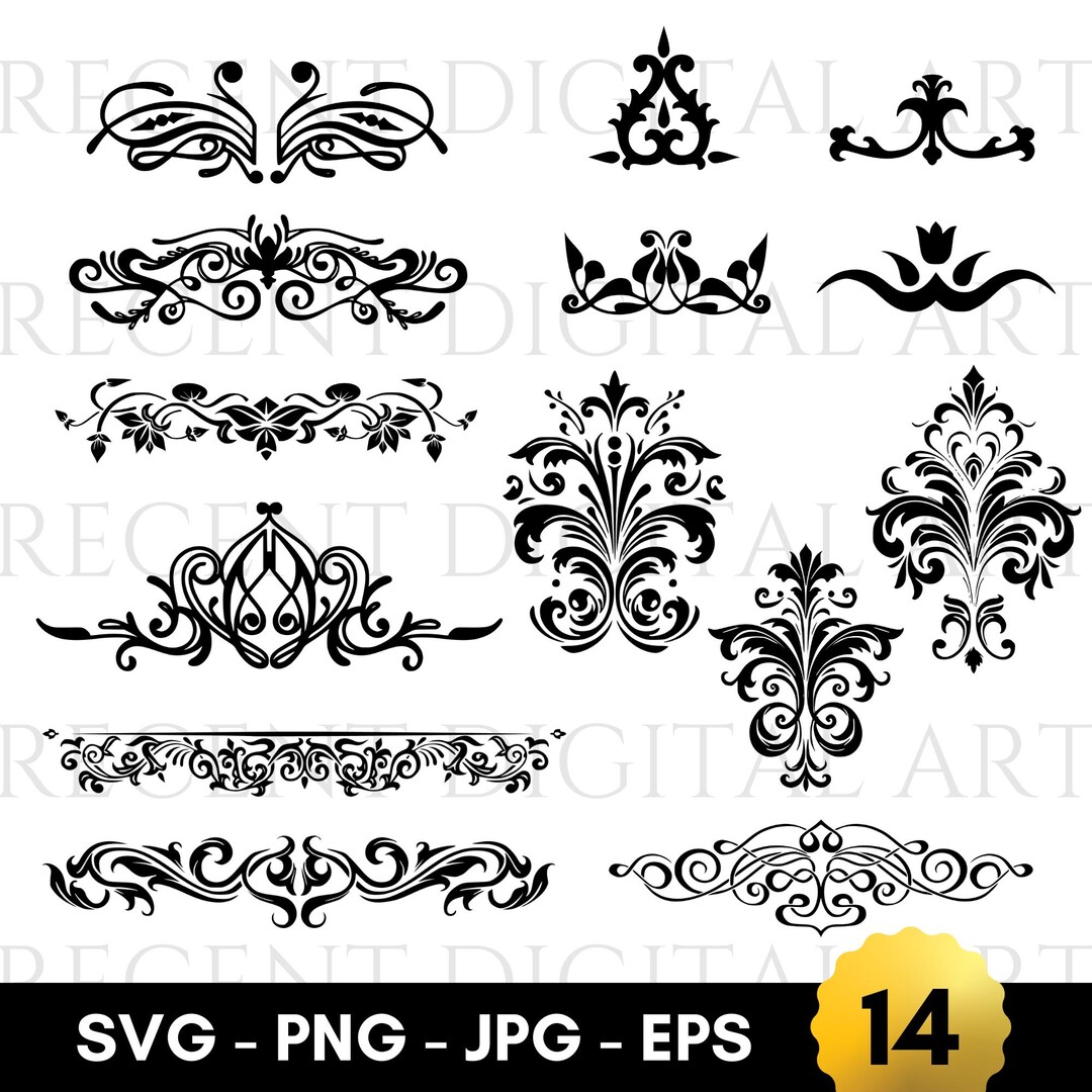 14 Decorative Elements SVG, Decorative Elements Svg Bundle, Ornaments ...