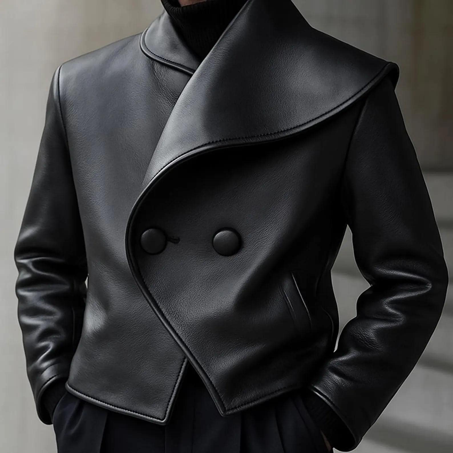 ジャケット・アウター LEATHER COMBINATION DOUBLE LAPEL COAT 71zAFw8kt8L._UY1000_.jpg