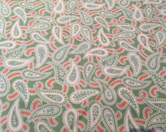 Sweet Urban Chiks 4 Yards RARE Out of Print Green Paisley Orange Retro Vintage Quilting Patchwork Sewing piecesofpine