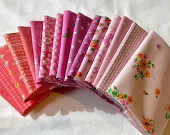 Spring Fat Quarter Bundle Quilt Patchwork Pink Coral Peach Lavender Purple Floral Butterfly Checks Easter Cotton Girl piecesofpine