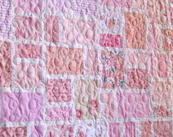 Quilt Patchwork Baby Scrappy Pink White MADE to ORDER Patchwork Girl Spring Summer Nursery Crib Toddler Piecesofpine