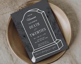 Death to My 20s Birthday Invitation | Funeral for My Youth Party Invite | Editable Canva Template | Digital Download Printable