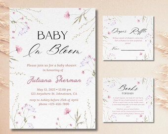 Baby in bloei uitnodigingsbundel Baby in bloei uitnodigingsbundel Baby in bloei Baby in bloei Babyshower met wilde bloemen Babyshower met bloemen