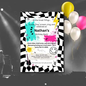 Elder Emo Birthday Invitation | Blink 182 Inspired Pop Punk Party Invite | Editable Canva Template | Digital Download Text Invite