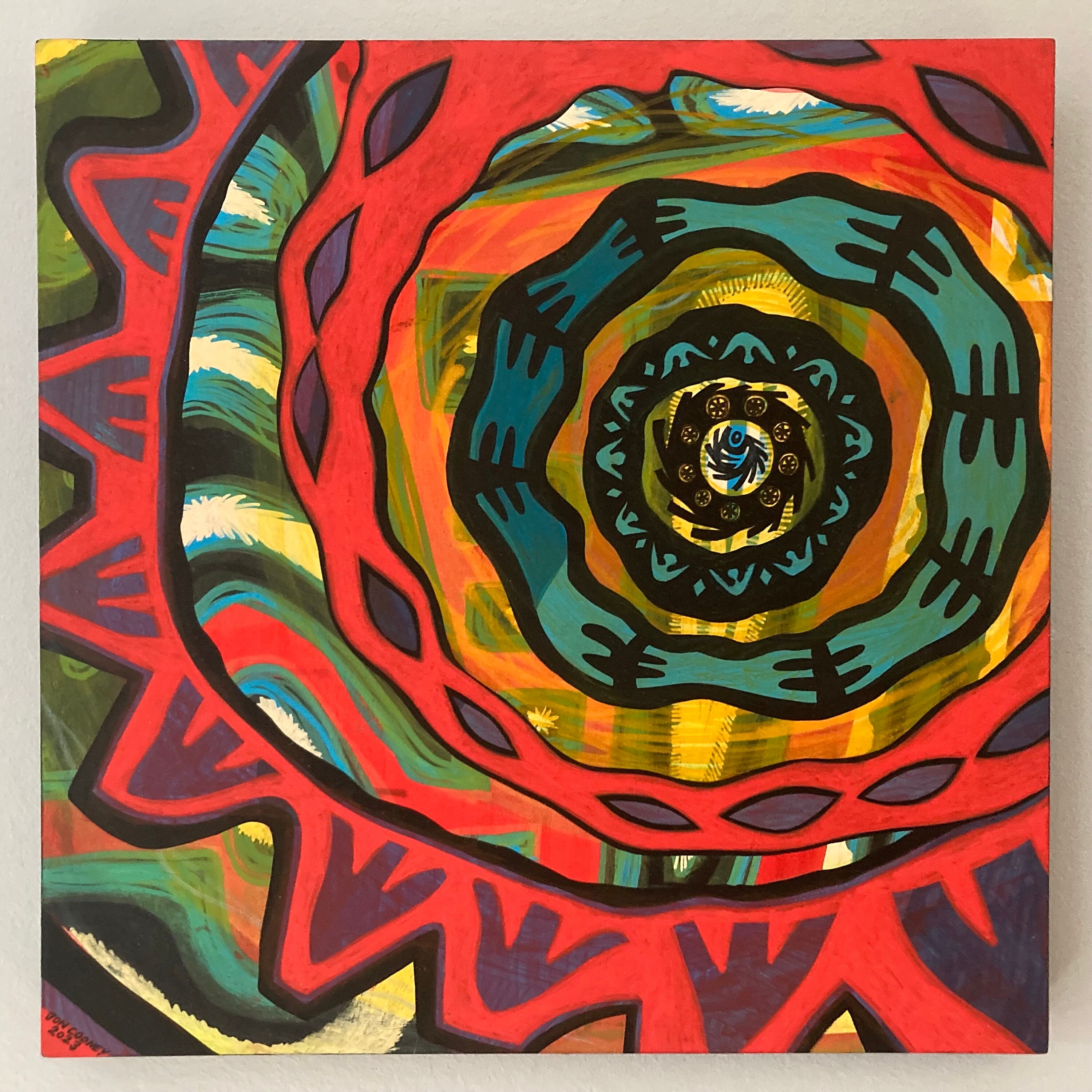 幻想的な抽象画：木製パネル（12 x 12）に描いたアクリル画 - Etsy 日本