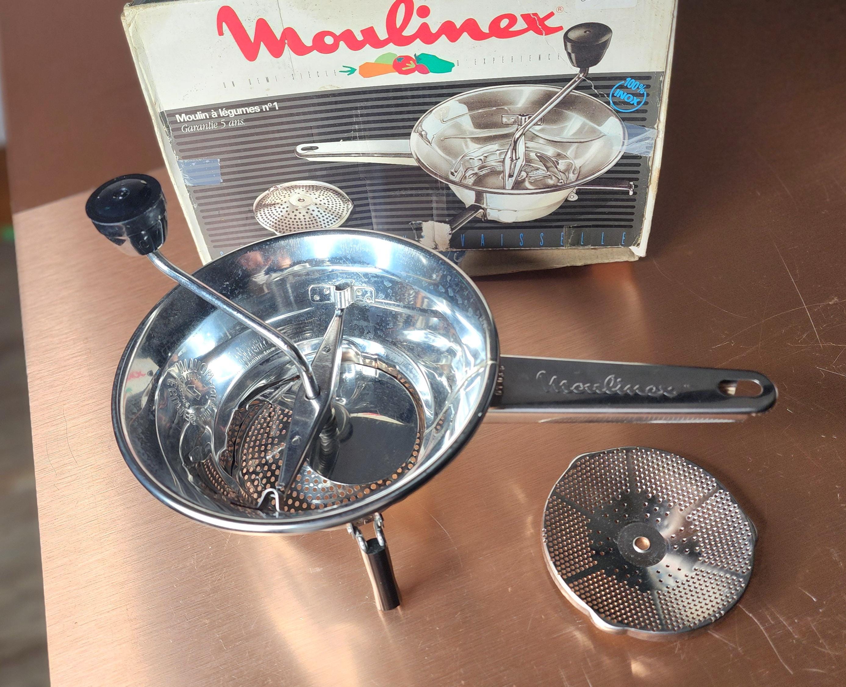 vintage moulinex vegetable food mill. 100% stainless steel. complete with box!