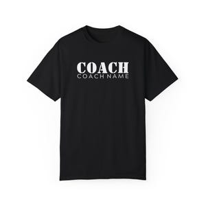 Custom COACH Unisex T-shirt, Personalized Coach Tee, Coach Gift, Team Apparel, Personalized Coach Shirt, Comfort Colors