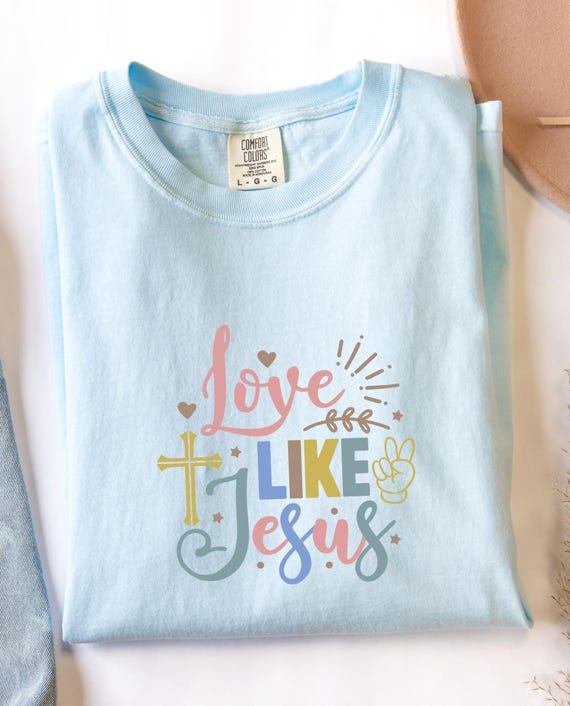 Minimalist "Love Like Jesus" Shirt, Faith-Inspired Tee, 12 Colors, Floral Design, Christian Apparel, Gift for Her, Spiritual Clothing