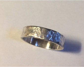 Hammered Sterling Band, Wedding Ring