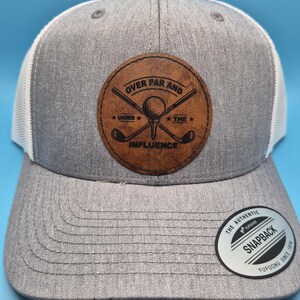 Trucker Hat leather engraved  Under Par