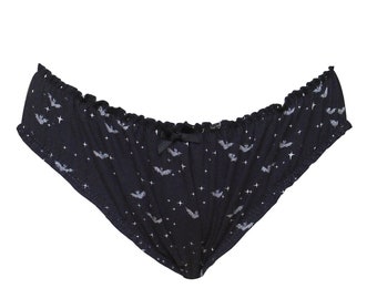 Bat Print Frilly Panties - Halloween Lingerie - Size XS