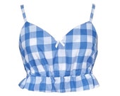 Blue Frilly Gingham Camisole - Ready to Ship in XL