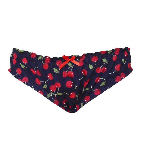 Cherry Print Pin Up Frilly Knickers - Size XS