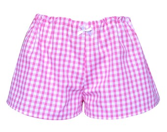 Pink Gingham Pyjama Shorts - Small Check - Size XS