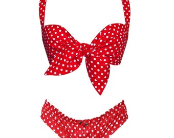 Spotty Bra and Panties Pin Up Lingerie Set - Valentines Day - Size XS-XL