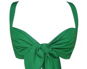 Green Pin Up Style Tie Front Bra Top - Size M - Ready to Ship