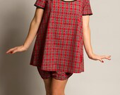 Tartan Nightdress, Babydoll Nightdress, Plaid Pyjamas, Vintage Style Nightshirt, Christmas Pyjamas, Size s-xxl, TOP ONLY