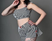 Pirate Pyjama Gift Set, Skull and Crossbones Pyjamas, Ladies Boxer Shorts, Skull Crop Top, Valentines Day, Made To Order in Sizes: XS-XXL