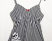 Halloween Pyjama Top, Skull Camisole, Striped Skull Camisole Top, Gothic Pyjama Top, Skull Pyjamas, Goth Camisole, Sizes XS - XXL