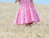 Gingham High Waist Circle Skirt - Pin Up Girl - Sizes: UK 4-22/US 0- 18
