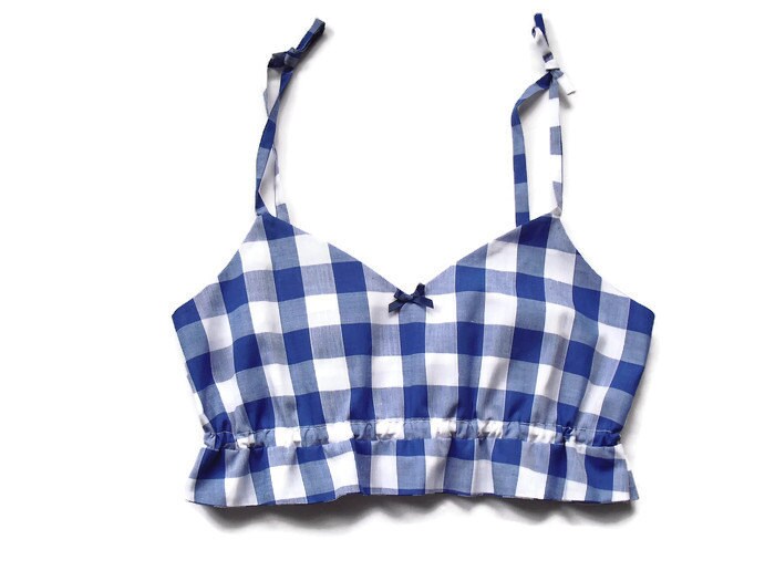 Image of Retro Style Frilly Gingham Camisole - Made To Order in Sizes Xs-Xxl