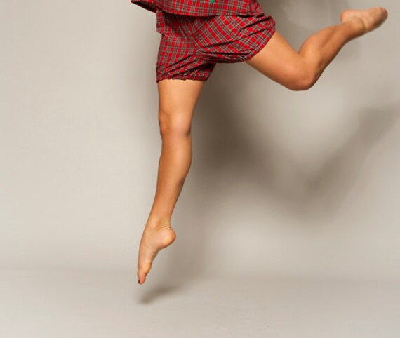 Everything Is Better In Pyjamas Ladies Tartan Frill Short Pyjama Set Red Blue or